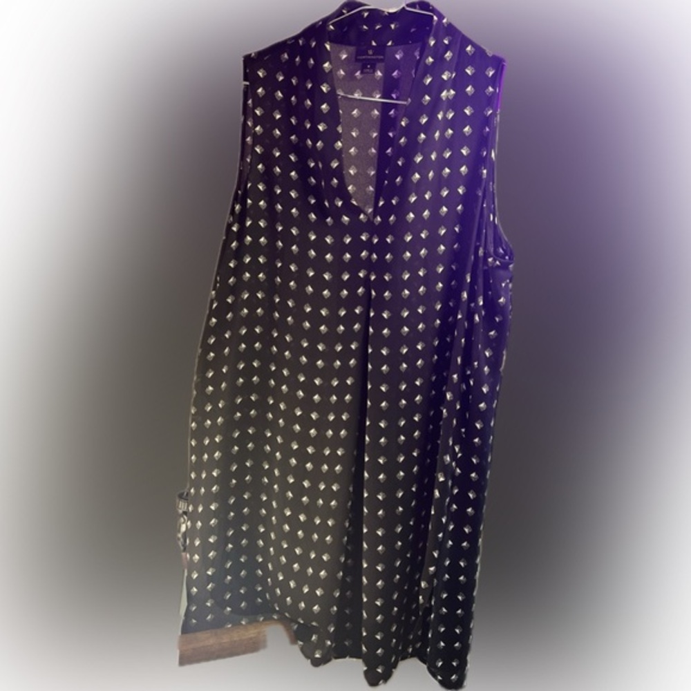 Worthington Sleeveless Black and White Patterned Top